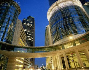 Houston, TX Financial District at dusk