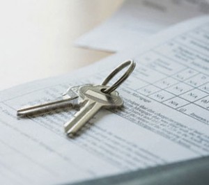 House keys on mortgage document